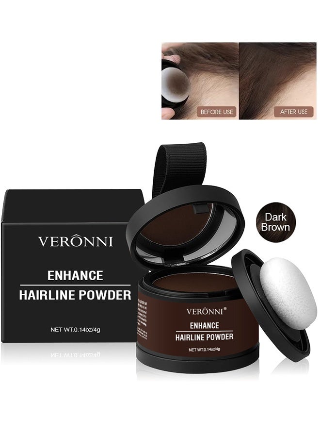 VERONNI Enhance Hairline Powder, Hairbear Hair Filler,Hairline Shadow Powder,Hairline Powder Instantly Conceals,Instant Volume&scalp Coverage For Thinning Hair,Fast & Full Care, 100% Water Sweat Resistant (#Dark Brown) - Image 1